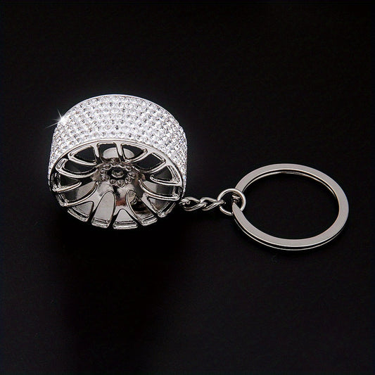 Car Wheel Rhinestone Keychain Key Ring Pendant Car Ornament