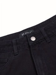 Button Fly Asymmetrical Denim Shorts