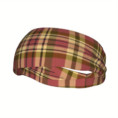 Men's Plaid Headband Non Slip Breathable Hairband Red Yellow Beige H