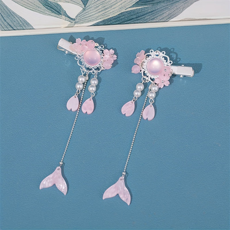 Ancient Style Hairpin Hanfu Girl Heart Pair Clip Fairy Chinese Style