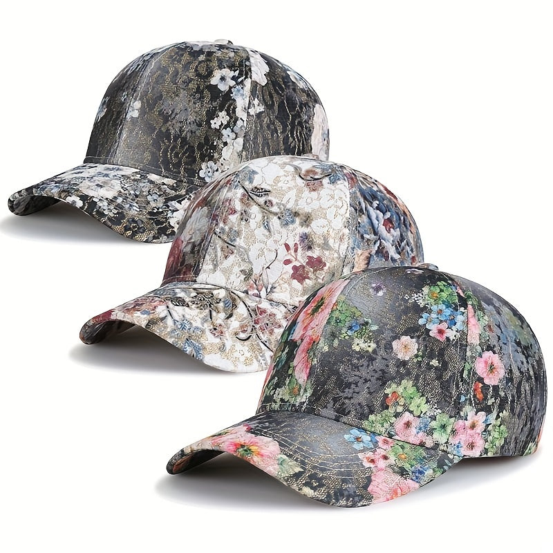 Vintage Lace Floral Baseball Cap Embroidery Sunscreen Dad Hats Adjustable