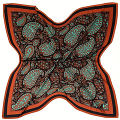 Large Paisley Print Square Scarf Vintage Satin Shawl Boho Head Scarf
