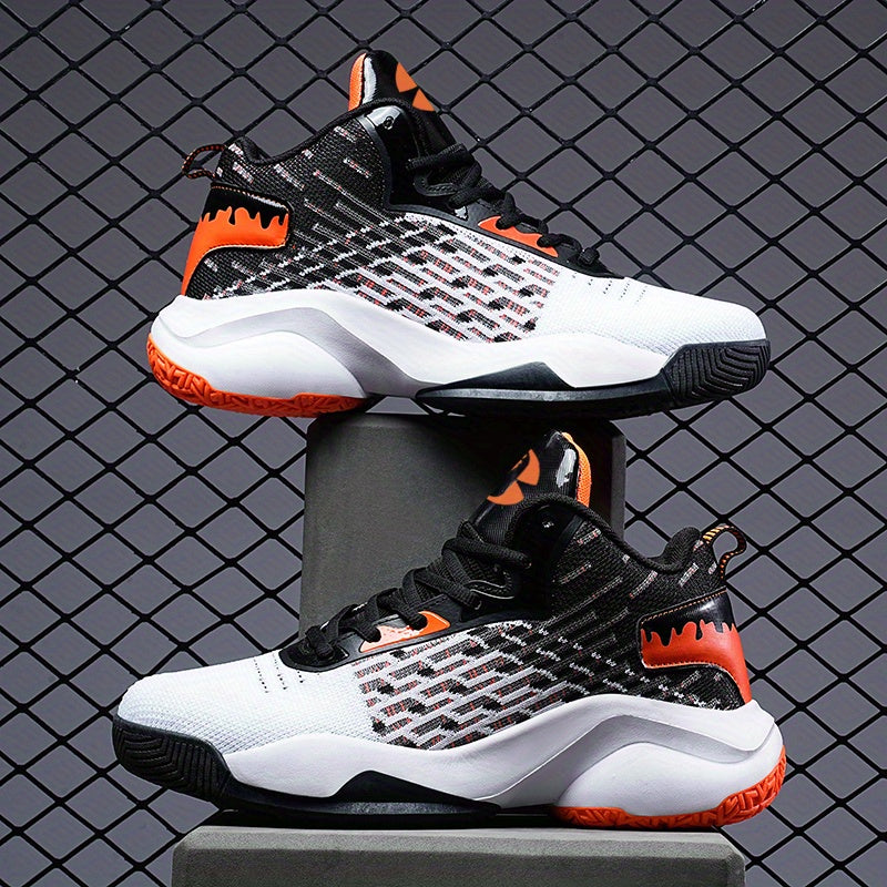 Men's High Top Breathable Basketball Shoes Lace Up Shock Absorption Sneakers