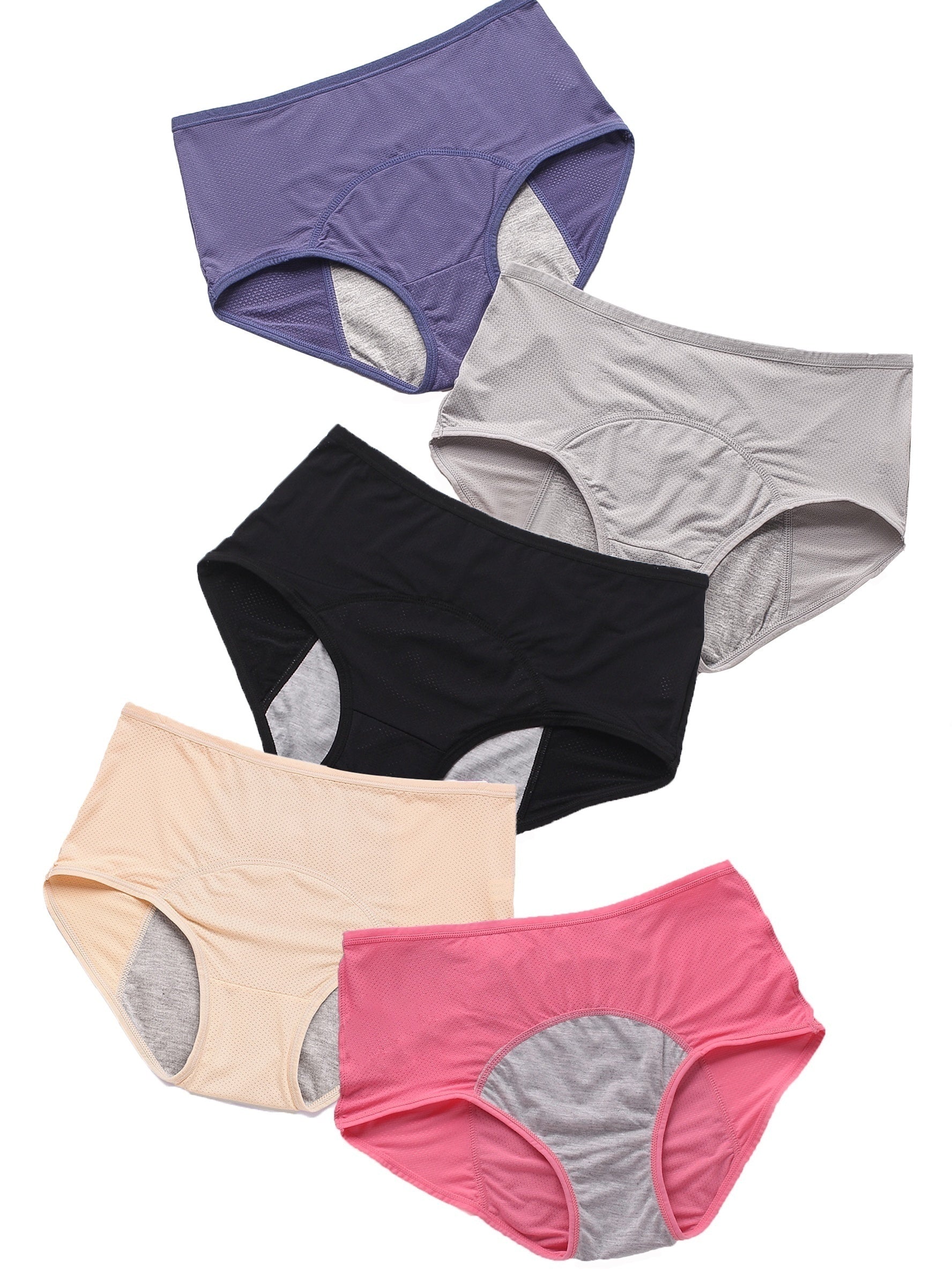 5 Pack Plus Size Leak Proof High Rise Briefs Set