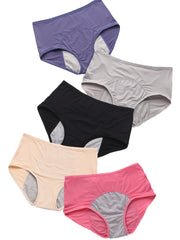 5 Pack Plus Size Leak Proof High Rise Briefs Set