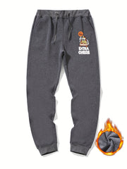 Men's EXTRA CHEESE Drawstring Fleece Sweatpants Loose Casual Comfy Jogger Pants