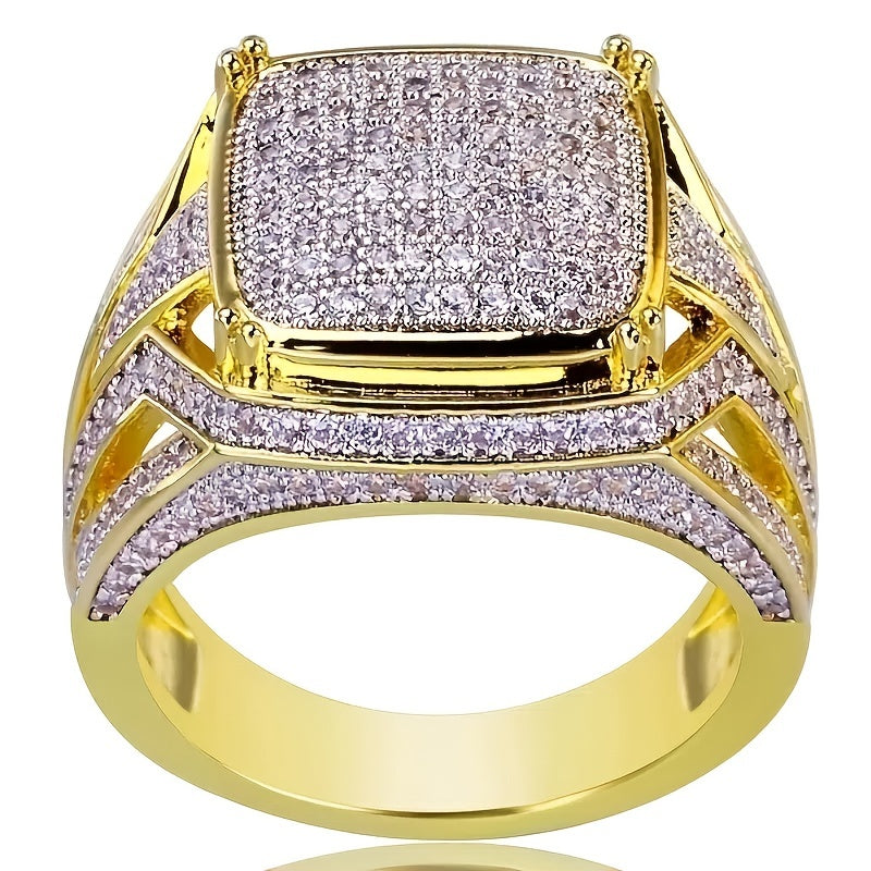 Men's Punk Rhinestone Hip Hop CZ Ring