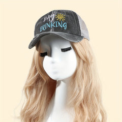 Distressed Ponytail Baseball Cap for Women