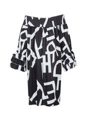 Casual Dress Women's Plus Letter Print Layered Sleeve