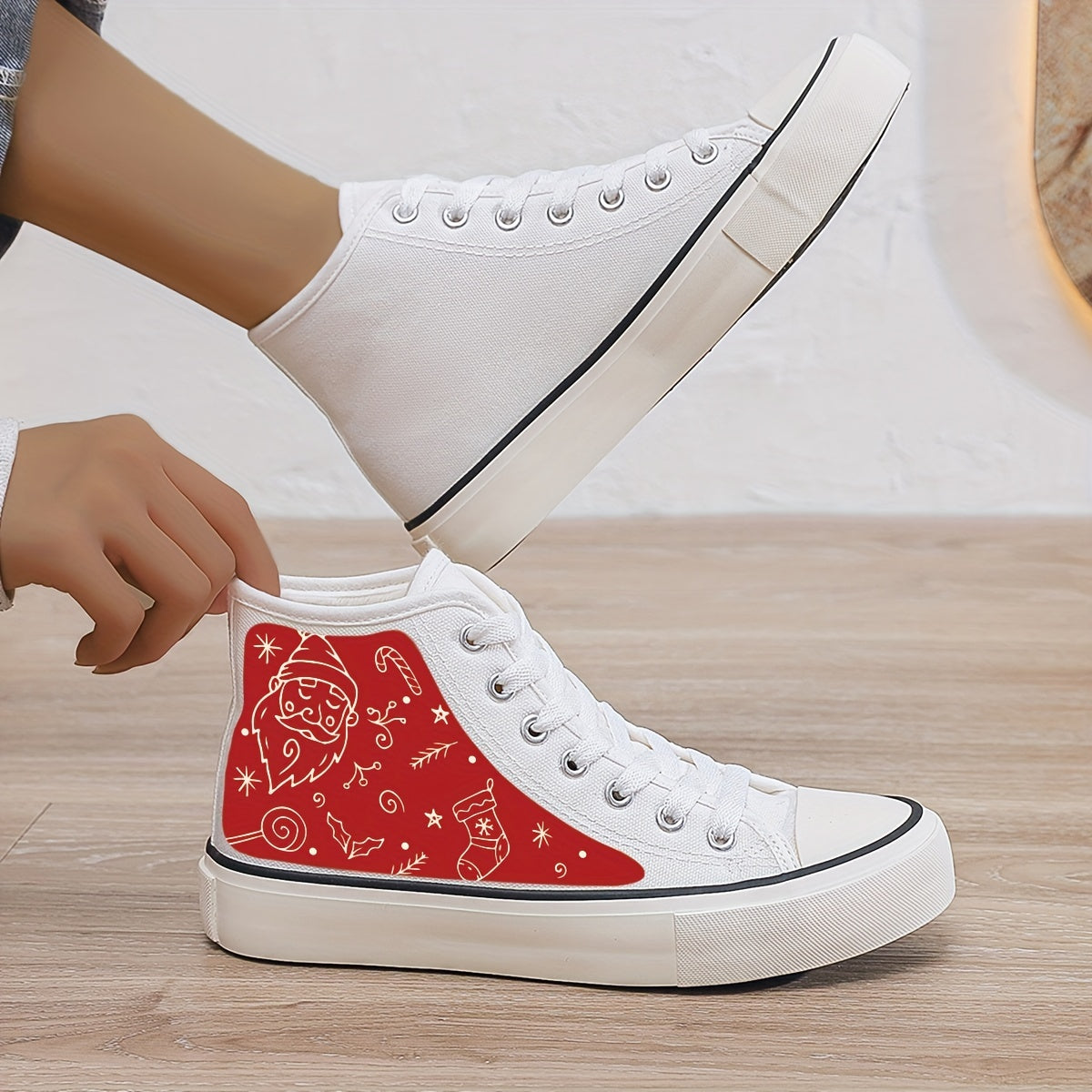 Christmas Plush Lined Thermal Chunky Canvas Sneakers