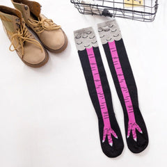 3 Pairs Women's Chicken Legs Knee High Novelty Socks