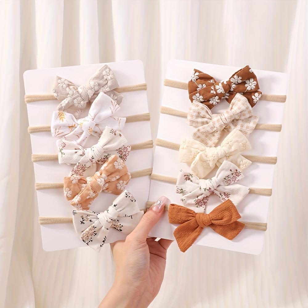 5-Piece Plaid Bowknot Headband Set for Little Princess