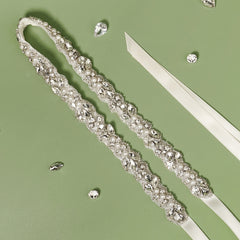 Crystal Rhinestone Bridal Belt with Organza Ribbon