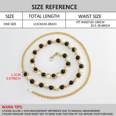 Women's Faux Pearl Thin Belt Decorative Dress Skirt Sweet Metal Belt