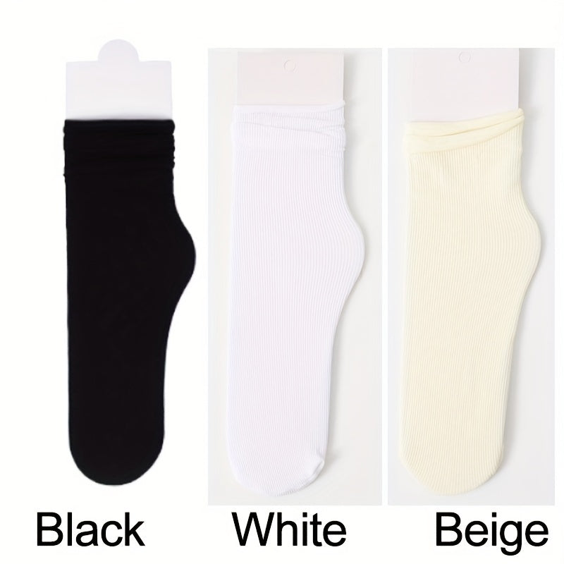 5 Pairs Comfy & Breathable Women's Solid Socks All-match Stockings