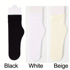 5 Pairs Comfy & Breathable Women's Solid Socks All-match Stockings