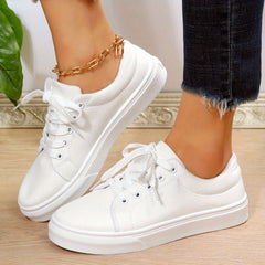 Women's Flat Lace Up Low Top Sneakers Casual Walking Shoes