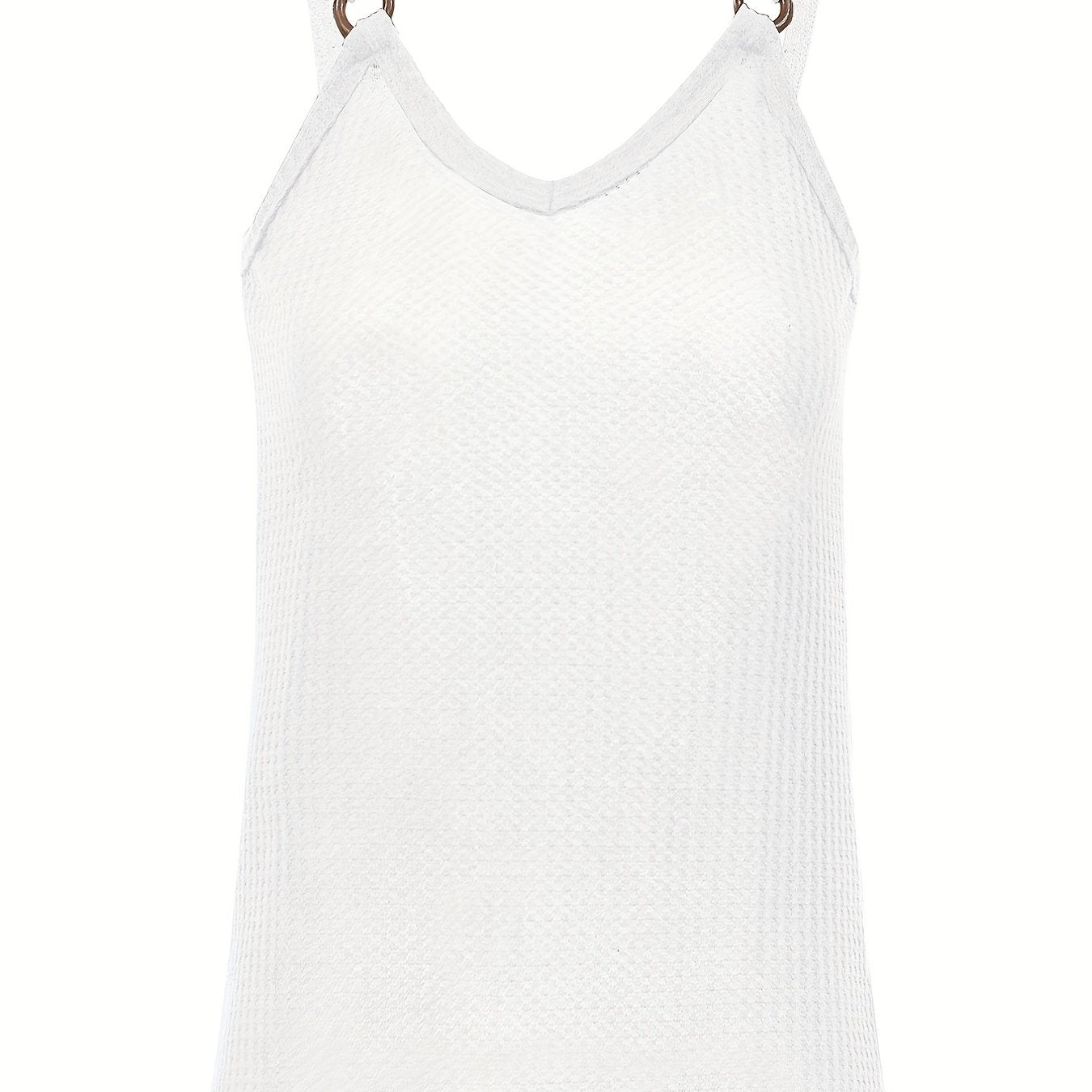 Ring Linked Solid Cami Top V Neck Summer Sleeveless Top