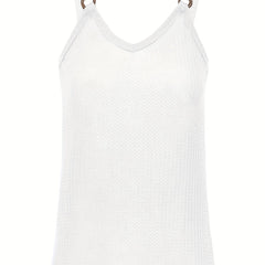 Ring Linked Solid Cami Top V Neck Summer Sleeveless Top