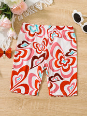 Toddler Girls Butterfly Graphic Elastic Waist Bike Shorts