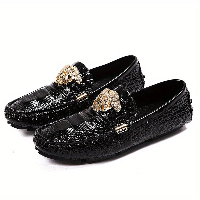 Men's Metallic Decor Loafer Shoes Slip On Moccasin Shoes
