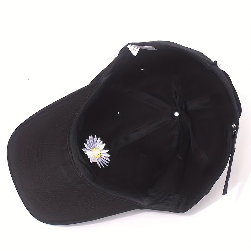 Unisex Daisy Embroidery Baseball Cap Lightweight Casual Dad Hats