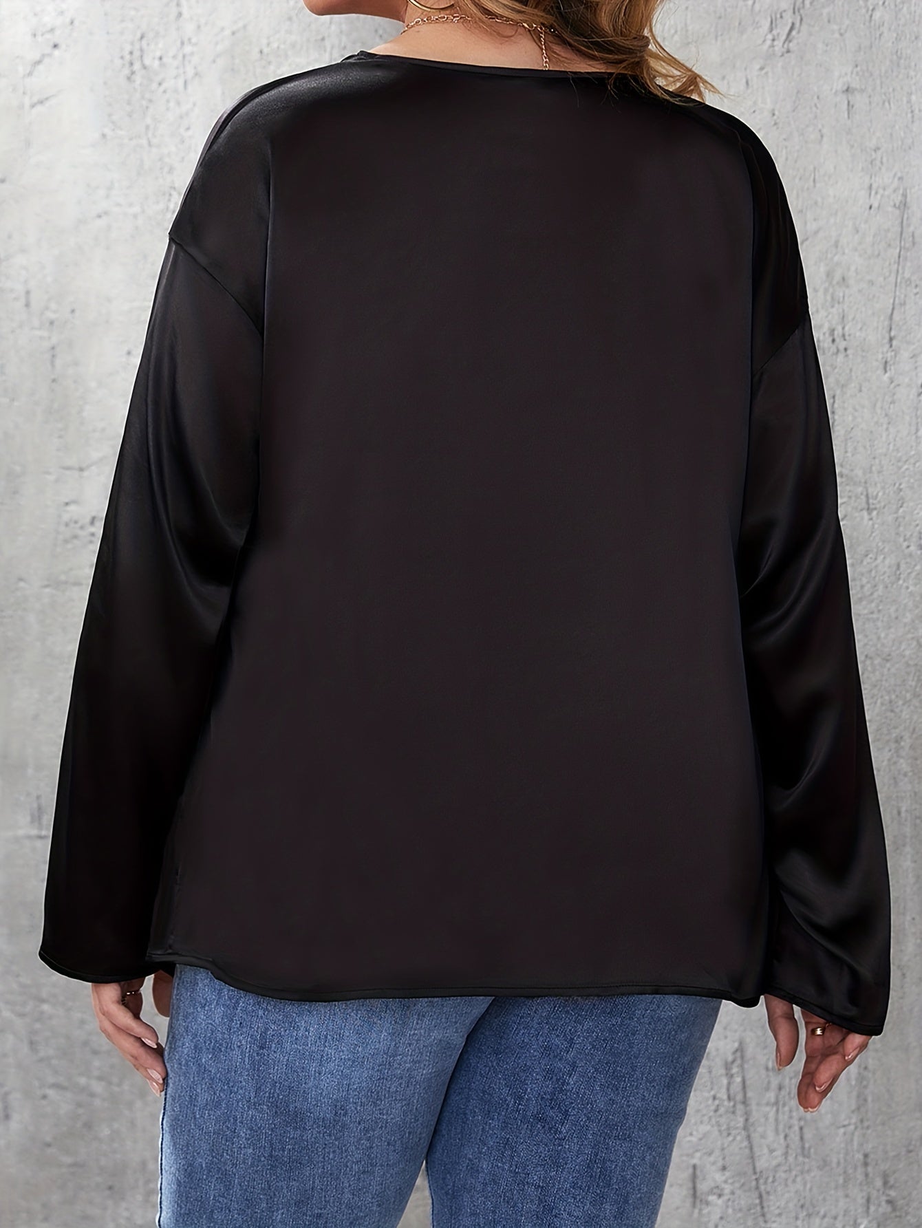 Blouse Women's Solid Long Sleeve V Neck Top