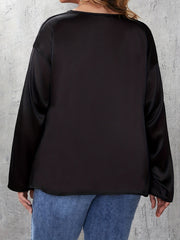 Blouse Women's Solid Long Sleeve V Neck Top