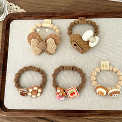 5pcs Kids Bow Hair Ties Cartoon Hair Rope