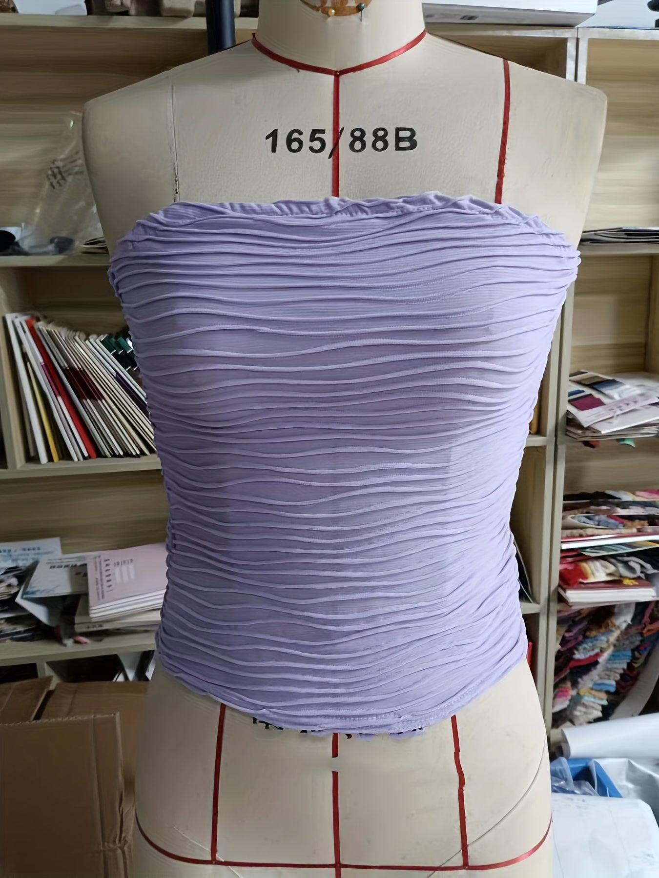Wavy Stripe Print Tube Top Sexy Solid Slim Sleeveless Tube Top Women's Clothing