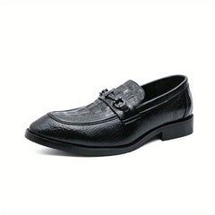 Men's Apron Toe Textured Dress Loafer Shoes Non slip Slip On Shoes
