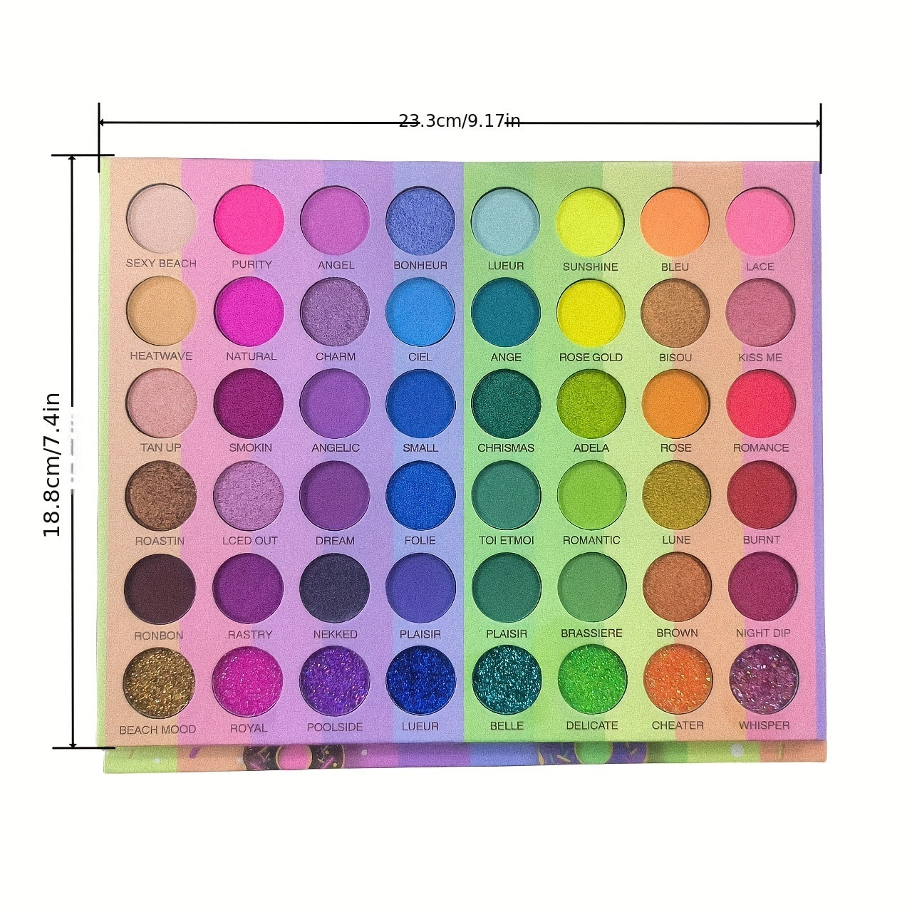 48 Colors Rainbow Eyeshadow Palette Matte Metallic Shimmer Bright Tone