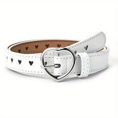 Girls Peach Heart Buckle Waist Belt Faux Leather Belt