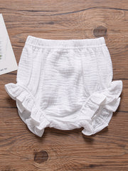 Baby Girls Ruffle Trim Shorts, Elastic Waist