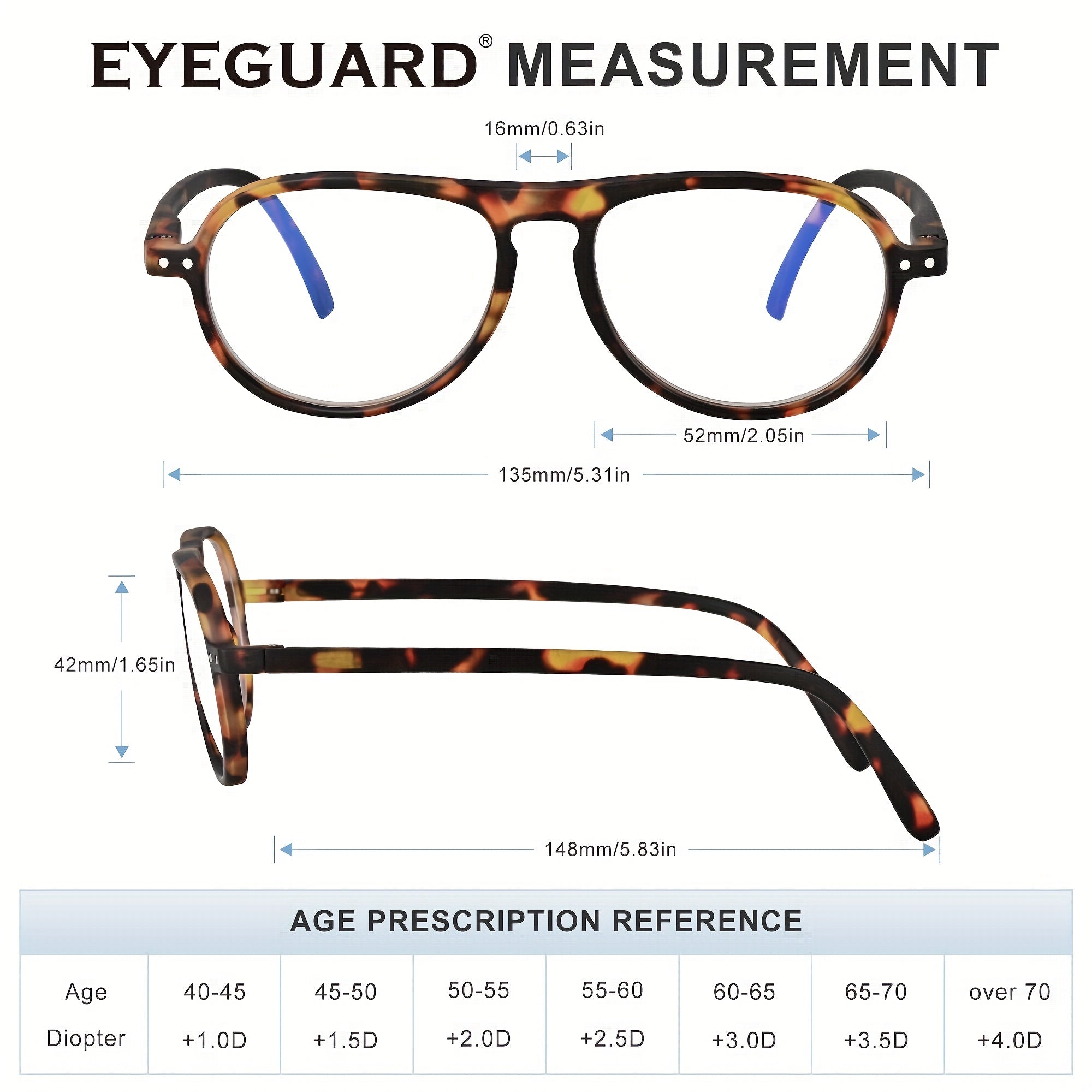 EYEGUARD 2 Pack Reading Glasses Lightweight Light Blocking Readers