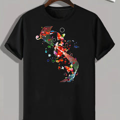 Music Elements Pattern Print Men's Comfy Sports T shirt Graphic Tee