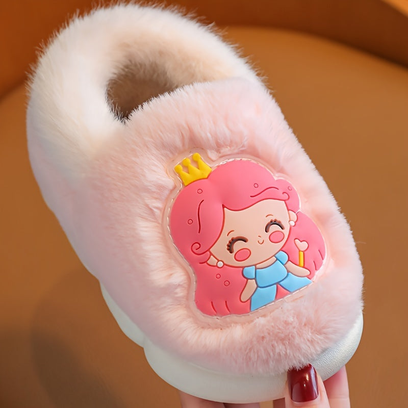 Girls Cartoon Furry House Shoes - Non Slip Soft Bottom - Indoor Autumn/Winter
