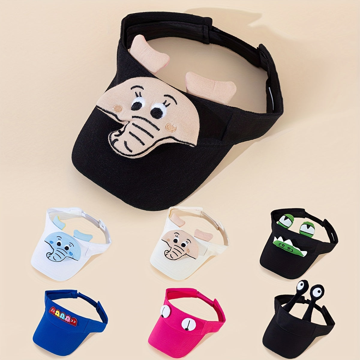 Animal Patch Visor Hat Lightweight Cartoon Sun Hat Women Casual Sunscreen Ponyta
