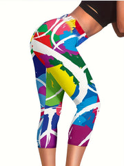 Abstract Print Skinny Capris Leggings Women's Clothing