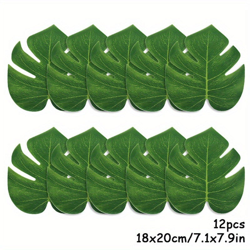 12pcs Tropical Palm Leaves for Summer Parties & Home Decor