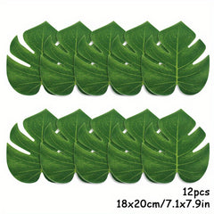 12pcs Tropical Palm Leaves for Summer Parties & Home Decor