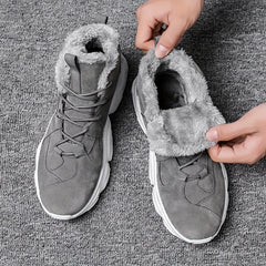 Men's Winter Plush Lace up Sneakers Casual Fuzzy Walking Shoes