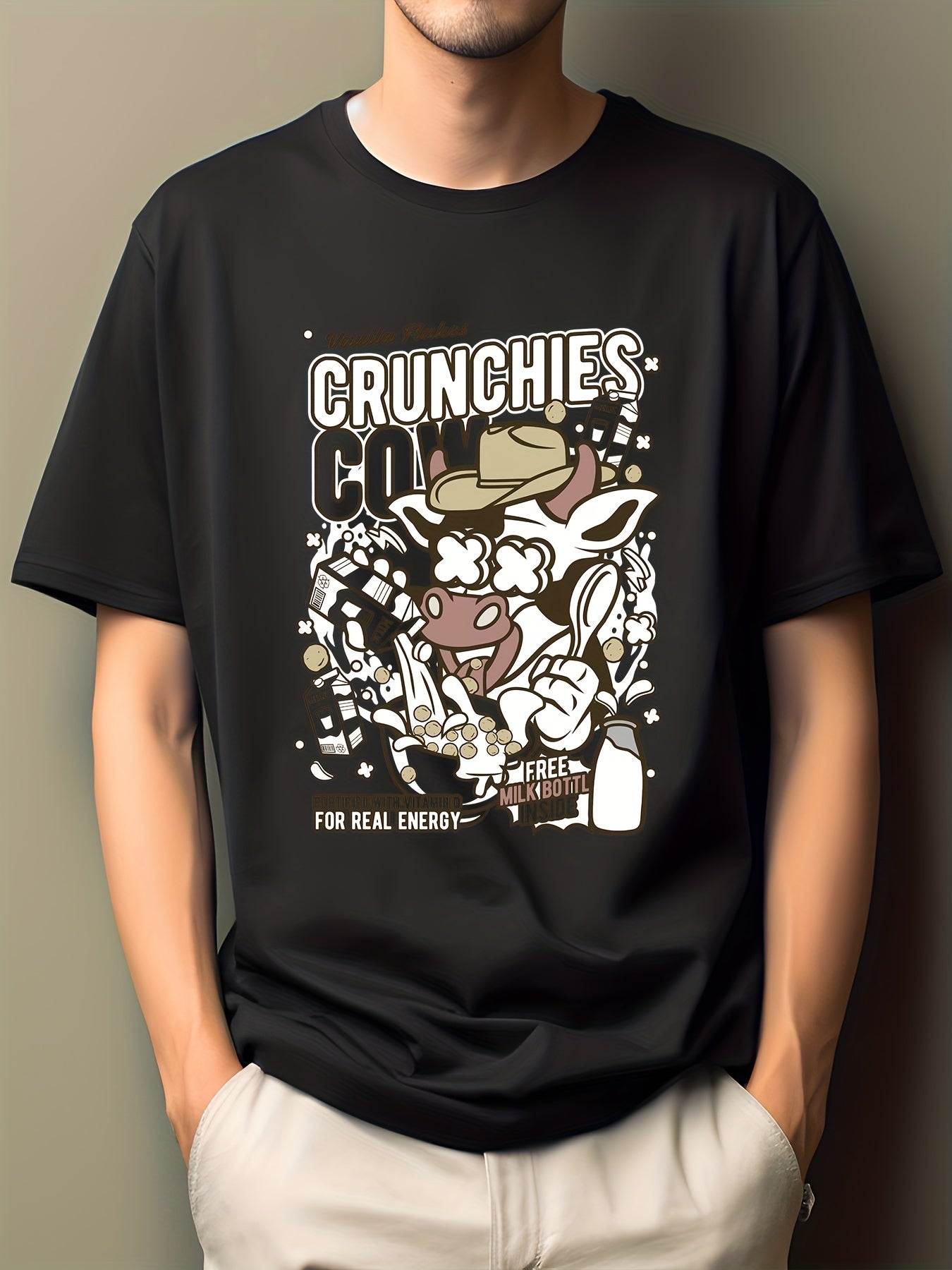 Men's Cartoon Print T Shirt Active Casual Comfy Tee