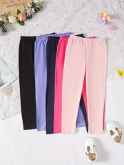 4pcs Girls' Skinny Leggings Set Stretch Ankle Length Kids Outfit