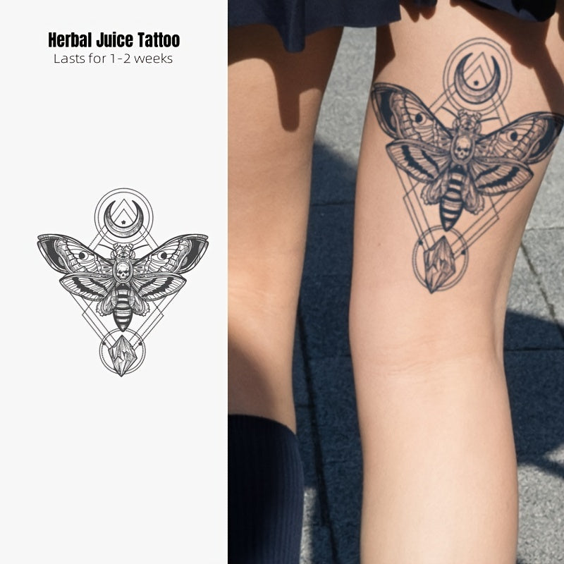 Waterproof Herbal Juice Tattoo Sticker Butterfly Bee & Skull Sweat Proof