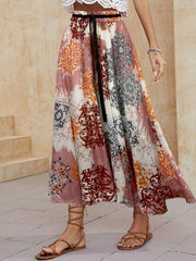 Floral Print Maxi Skirt High Waist Beach Skirt