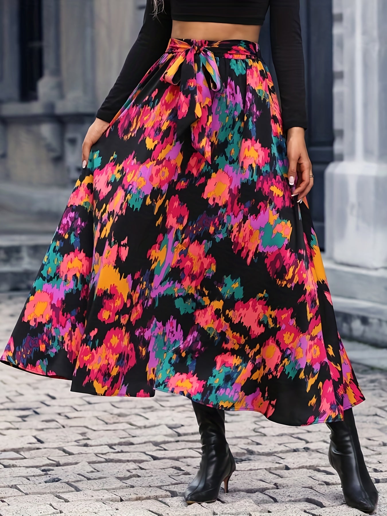 Colorful Tie Front Skirt for Spring & Summer Women's Clothing