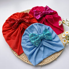 Sequin Bowknot Turban Baby Girls Soft Elastic Headband