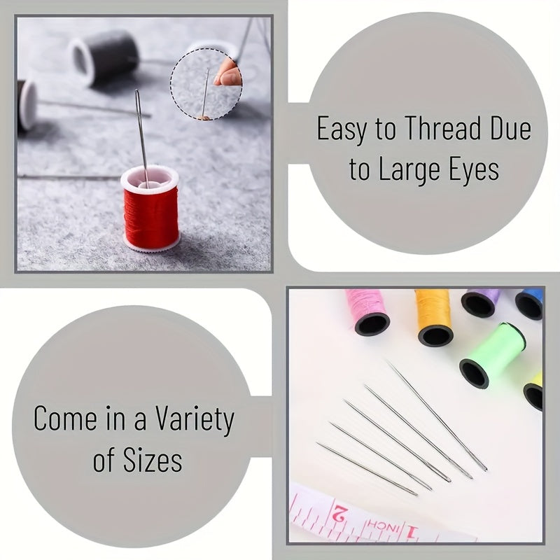 17pcs Hand Sewing Needle Set Big Eye Needle Bottle Leather Needle Embroidery