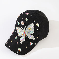 Argyle Butterfly Baseball Cap Outdoor Adjustable Casual Style Hat For Women Girl